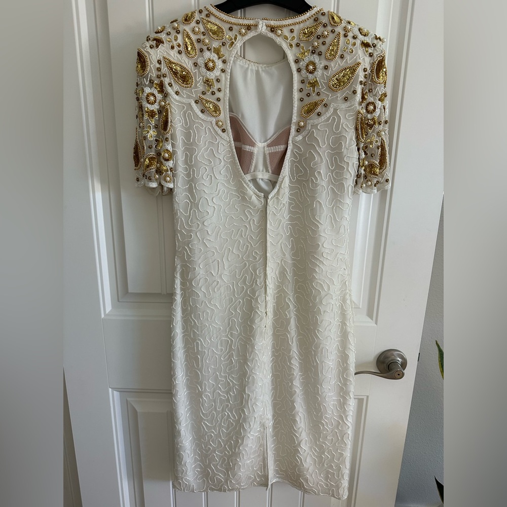 Vtg 80s Laurence Kazar Beaded Cocktail Dress - Picture 9 of 15